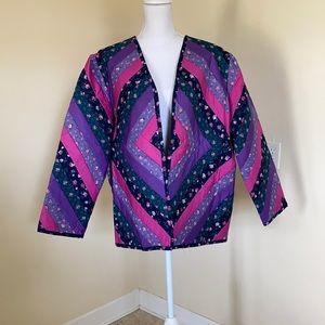 VTG Hand-Crafted Quilt Pieced Open Front Jacket